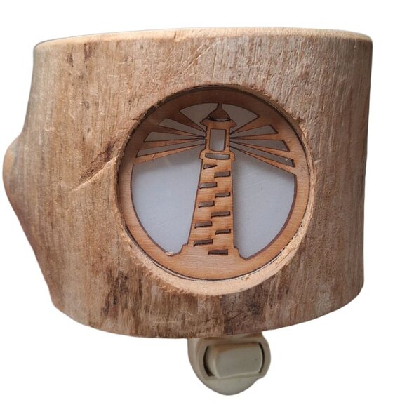 Spinning Aspen Studio Lighthouse Nightlight Wooden Works Canon City Colorado Art - Picture 2 of 9